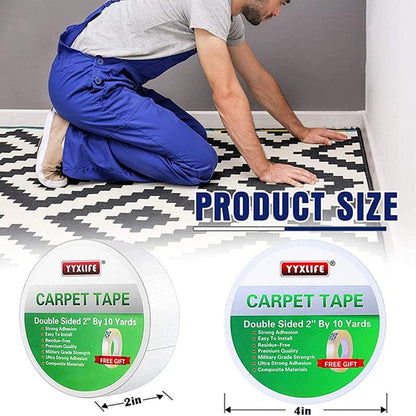 YYXLIFE Double Sided Carpet Tape,for Area Rugs Carpet Adhesive Removable Multi-Purpose Rug Tape Cloth for Hardwood Floors,Outdoor Rugs,2Inch x 10 Yards,20 Yards,30 Yards