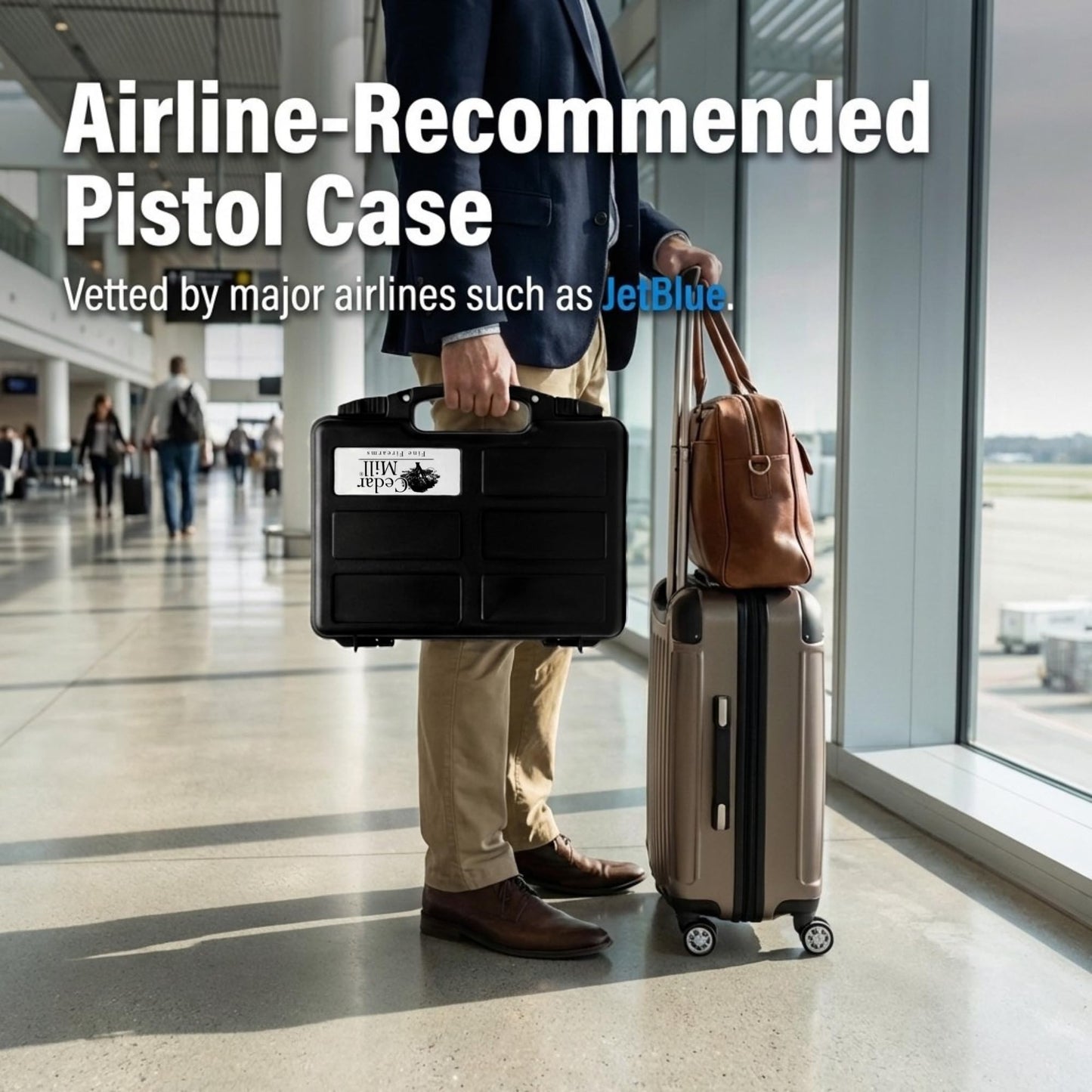 Cedar Mill Fine Firearms TSA Approved Hard Gun Case – Airline Approved Lockable Pistol Carrying Case with Dual Latch & Customizable Foam – Fits 9mm Handgun, Revolver & Firearm for Travel & Range Use
