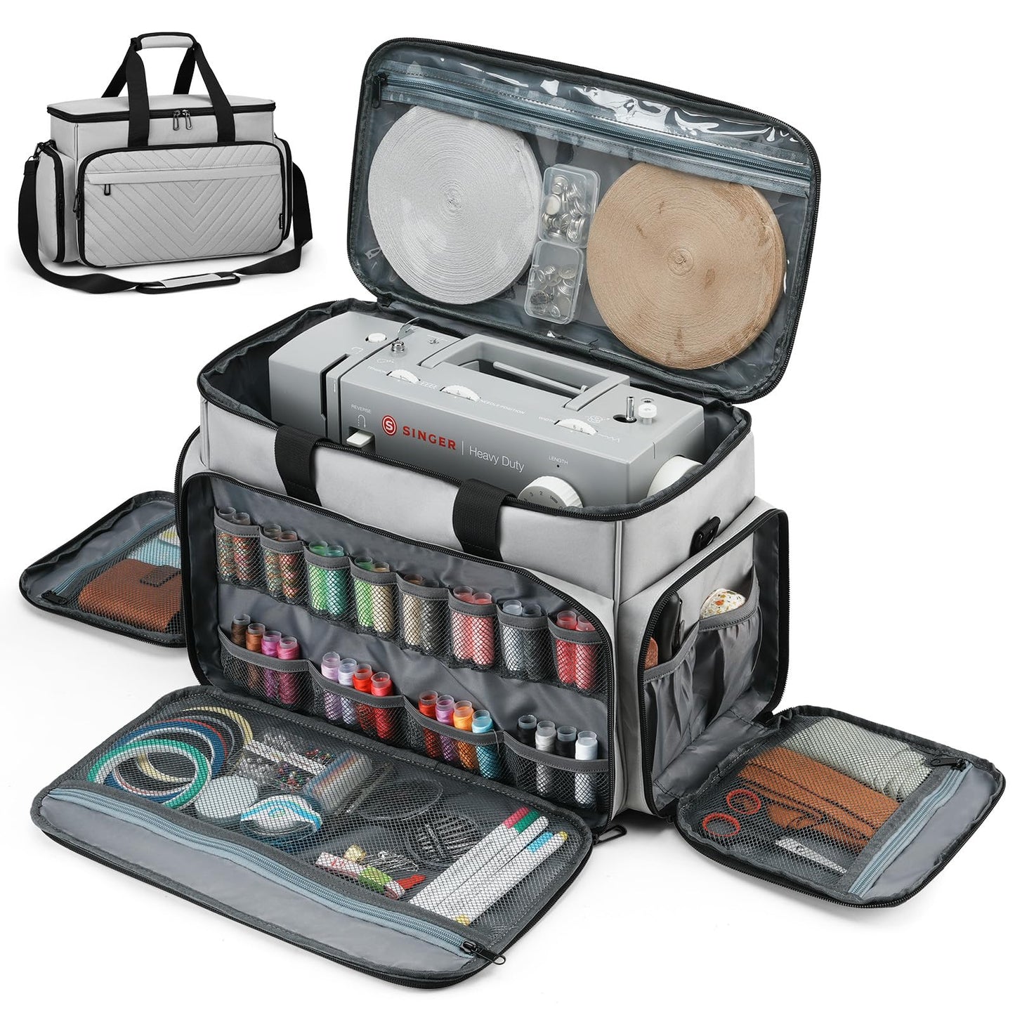 kadilong Sewing Machine Case with Removable Padding Pad, Sewing Tote Bag for Sewing Machine Carrying with Shoulder Strap for Most Standard Singer, Brother, Janome