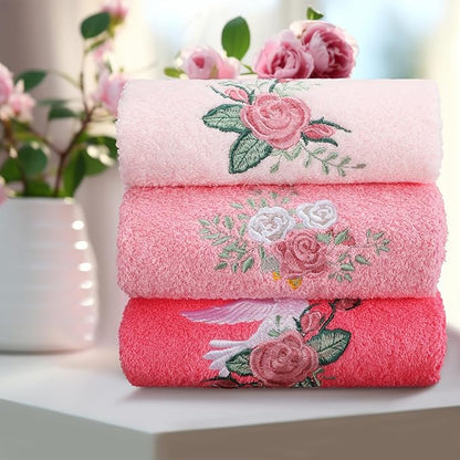 Rose Floral Hand Towels Farmhouse Pink Rose Bathroom Decor 14x29 Inch