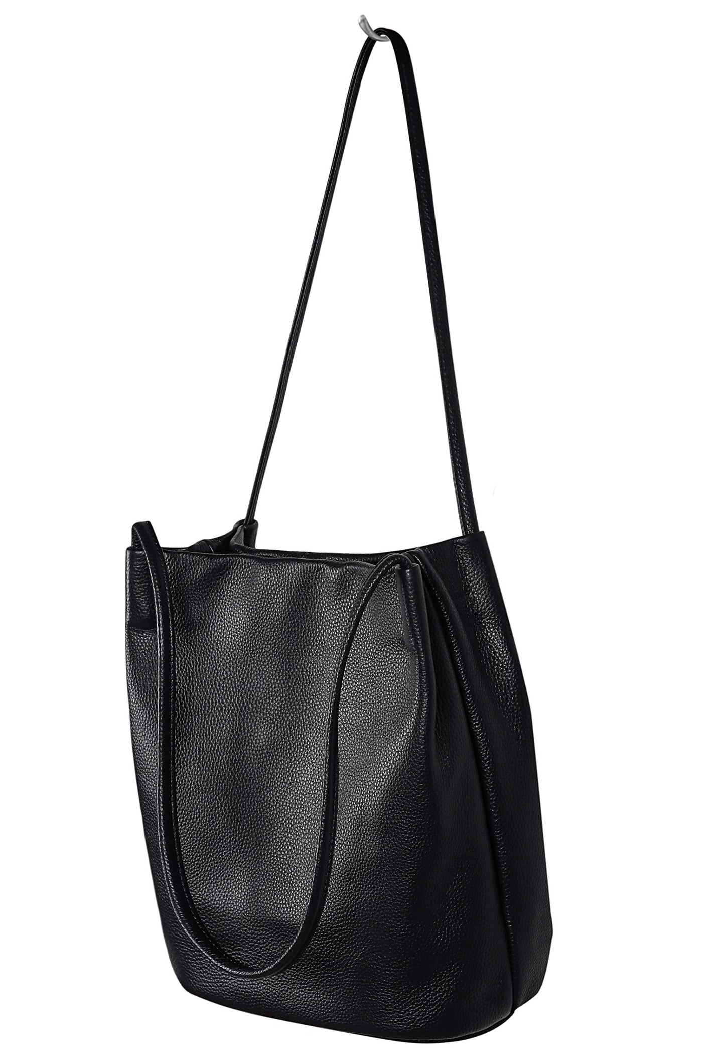 Iswee Large Tote Bag for Women Premium Leather Work Tote with Pockets Professional Designer Purse for Office Travel and Daily Use Bucket Bag (2025 Trendy Styles) (Black)