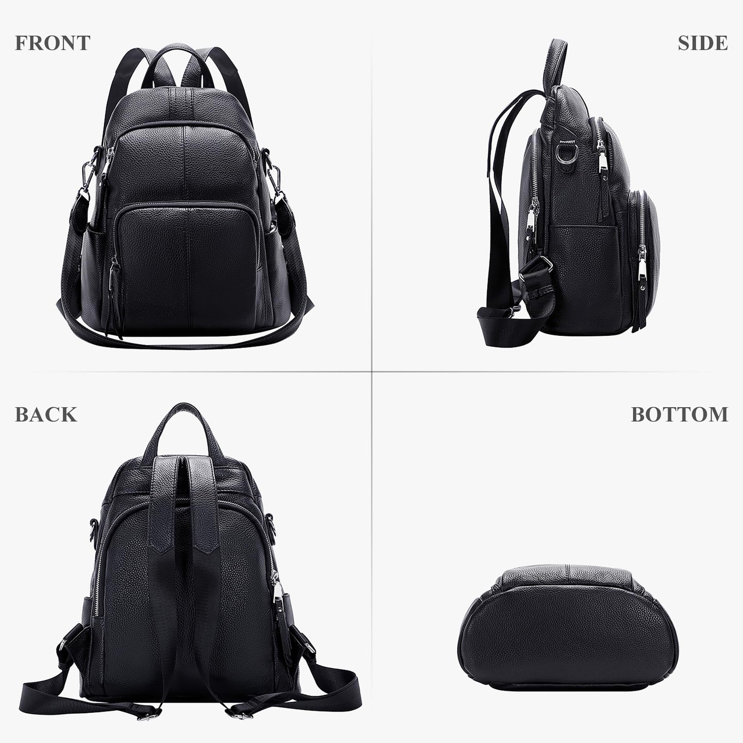 ALTOSY Soft Leather Backpack Purse For Women -theft Backpacks Versatile Shoulder Bag（S81 Black）