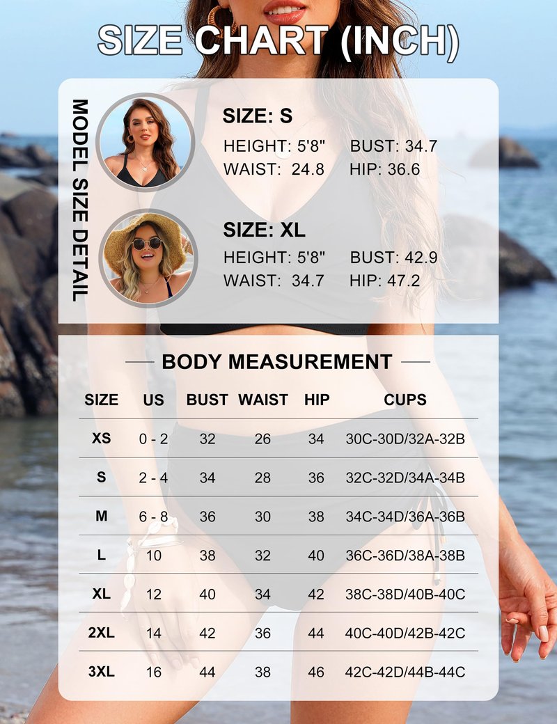 Blooming Jelly Womens High Waisted Bikini Sets Color Block Two Piece Swimsuit Swim Suits Bathing Suit (Small, Pink)