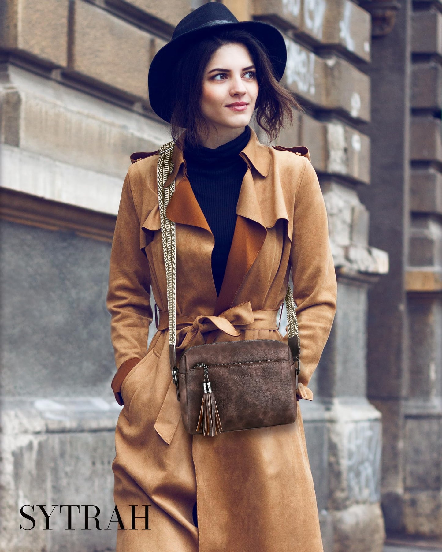 SYTRAH Crossbody Bags for Women, Triple Zip Crossbody Purses for Women Trendy, Cell Phone Purse Shoulder Handbag with Adjustable Strap Mocha Coffee