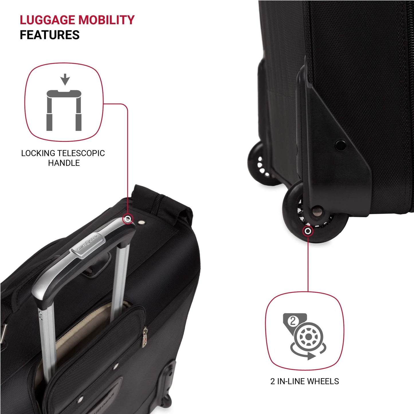 SwissGear 7895 Premium Rolling Garment Bag, Bonus Hanging Feature, Men's and Women's, 24-Inch Luggage - Black