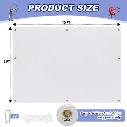Silipull Archery Backstop Netting Heavy Duty with Rope and Hooks Slingshot Archery Net for Backyard Shooting Accessories(5 ft X 10 ft X 4 Mm, 65 Lbs,White)