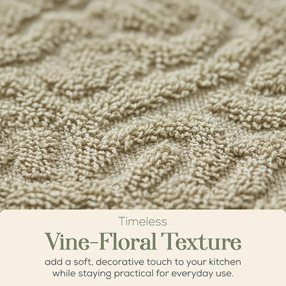 MosJos 4 Pack Hand Towels, Cotton Sage Green and White Floral Kitchen Towel