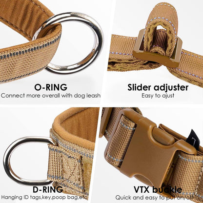 QIFBYFB No Pull Dog Harness for Medium Large Dogs, Reflective Escape Proof Adjustable No Pulling Harnesses Brown L