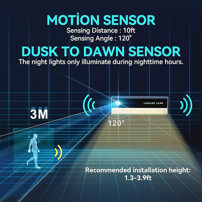 3 Pack Linkage Rechargeable Night Light with Motion Sensor and Dusk to Dawn Sensor, Wireless Indoor Linkable Activated Night Lights for Stair Hallway Bedroom