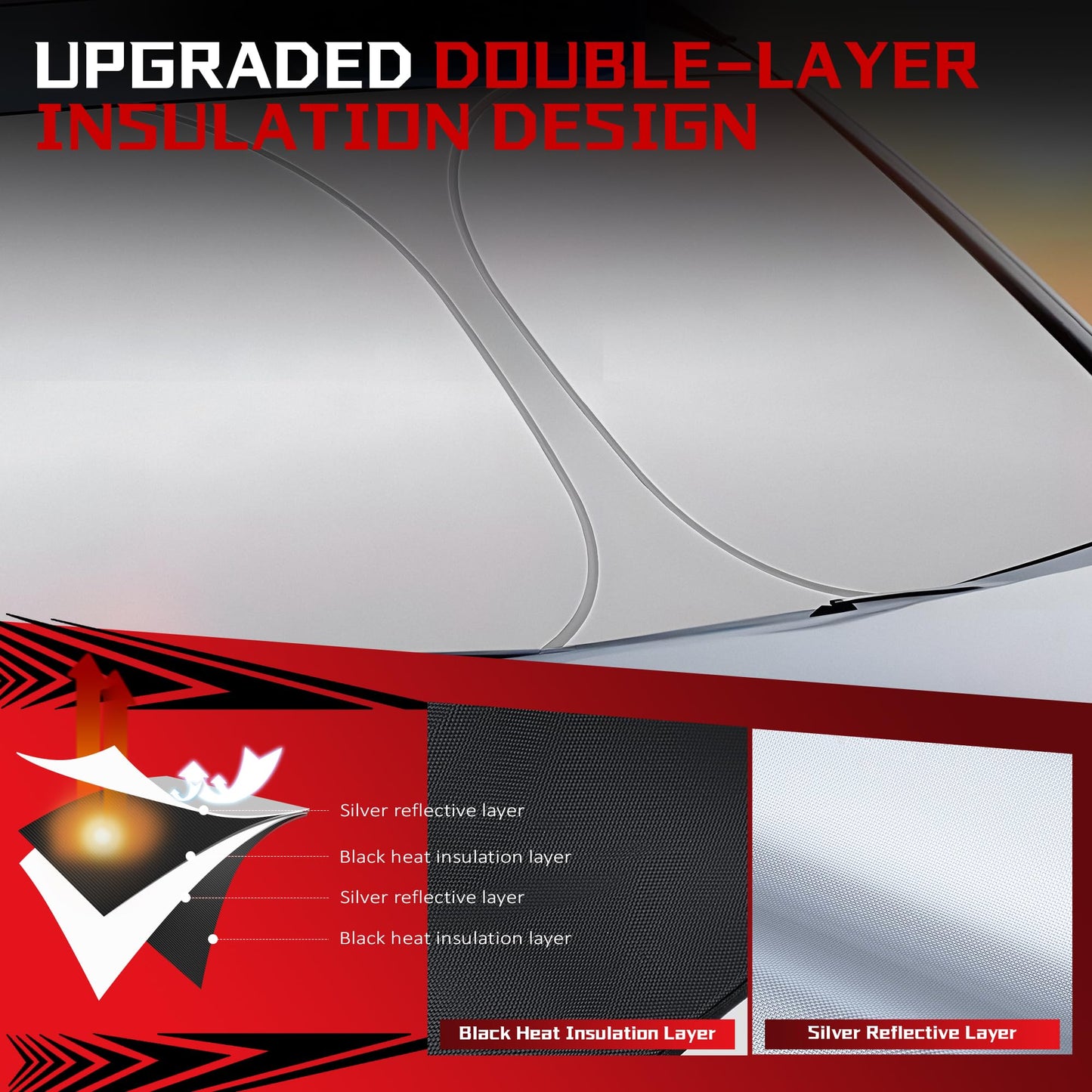 Fonowka Windshield Sun Shade for Toyota RAV4 2019-2025 RAV-4 SUV Foldable Sun Sunshade for Car Front Window Blocks UV Rays and Heat Automotive Interior Protector Custom Fit Accessories
