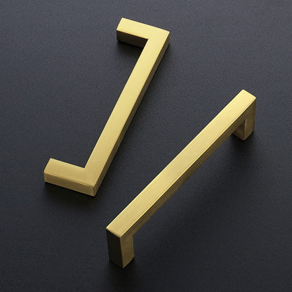 Ravinte 30 Pack 5 Inch Square Cabinet Handles, Brushed Brass Finish, Stainless Steel Kitchen Hardware Pulls with 5" (128mm) Hole Center for Cabinets, Gold