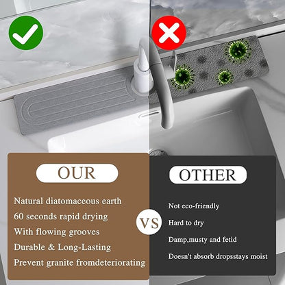 Faucet Mat for Kitchen Sink -Diatomite Stone Drying Mat for Kitchen Counter &