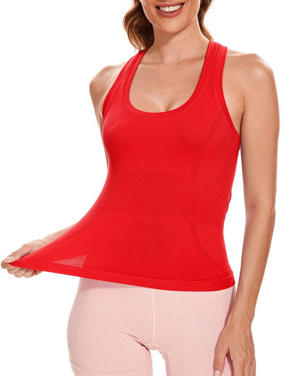 MathCat Workout Tank Tops for Women Sleeveless Gym Tops Seamless Racerback Athletic Yoga Shirts Red