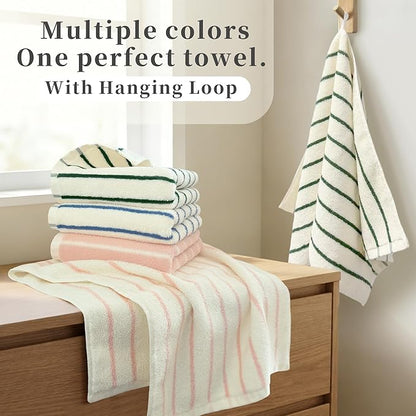 VOOVA & MOVAS 2-Pack Pink Stripe Cotton Hand Towels