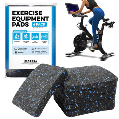 Impresa Rubber Floor Protectors for Walking Pad & Treadmill Pad - 4 x 4 x 0.5 in, 6-Pack - Anti-Vibration & Shock-Absorbing Mats - Workout Mats for Home Gym Equipment