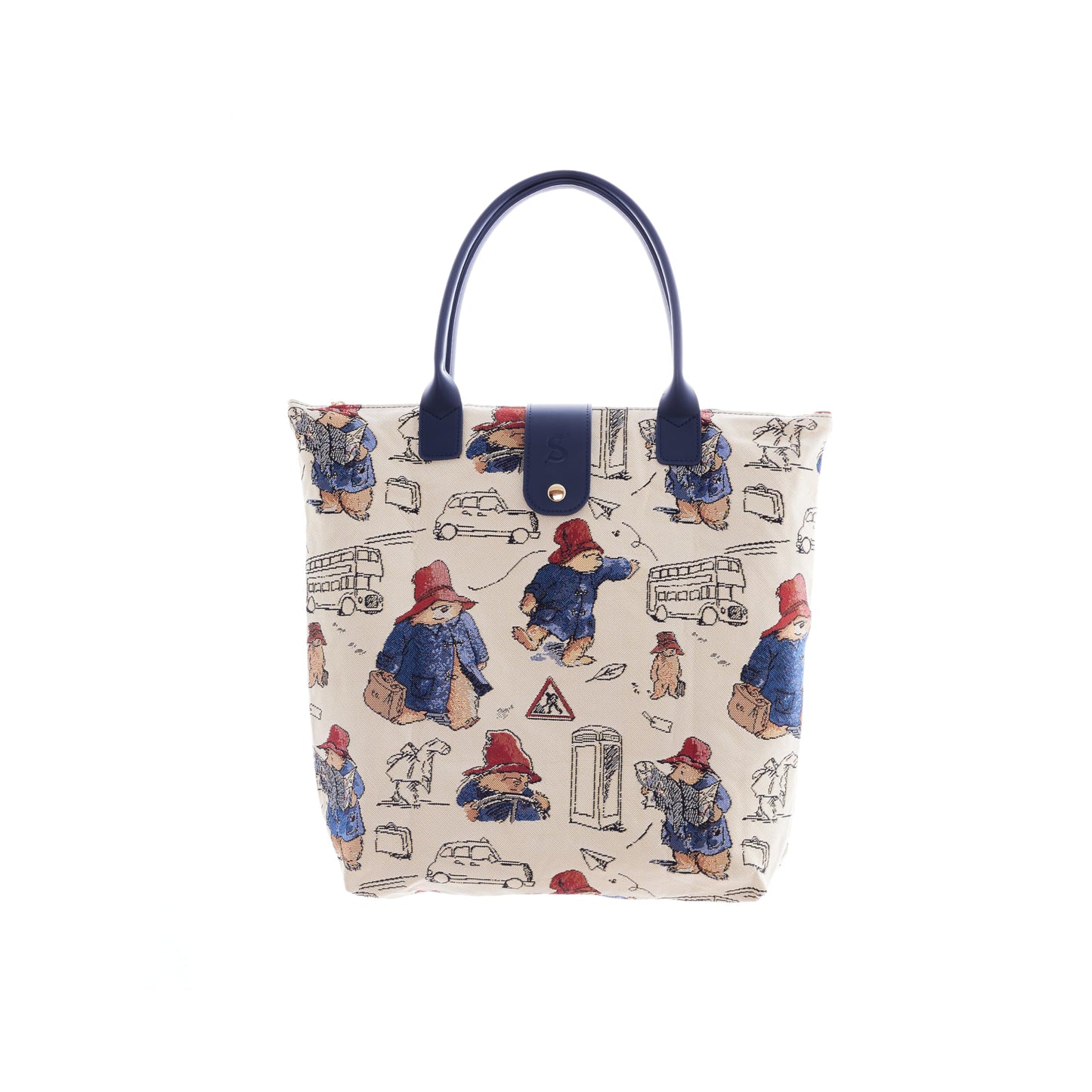 Signare Tapestry Foldable Tote Bag Reusable Shopping Bag Grocery Bag In Paddington Bear Design (FDAW-PADD)