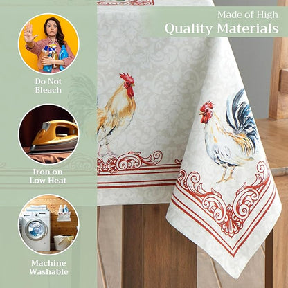 Maison d' Hermine Table Cloth Rectangle Table 100% Cotton 70 x 108 Inches Tablecloth Reusable Decorative Everyday Use for Dining Room, Farmhouse, Home Party, Festive & Wedding Spring Summer - Campagne