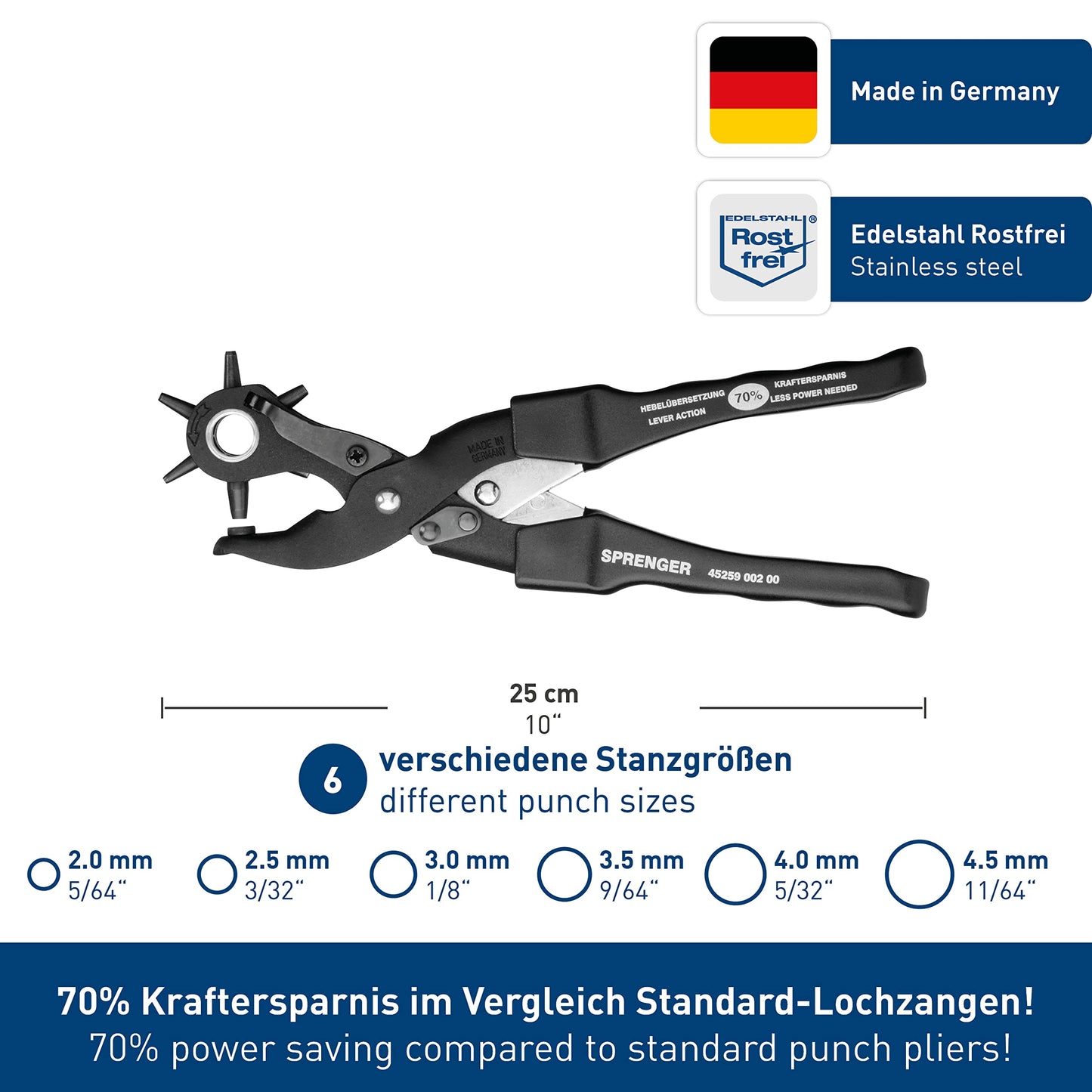 Leather Hole Punch - Made in Germany - Handheld Professional Tool for Leather Products Herm Sprenger