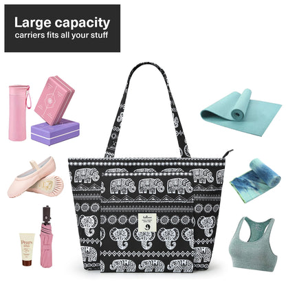 WLLWOO WLLWOO Yoga Bags for Women with Yoga Mats Bags Carrier Carryall Canvas Tote for Pilates Shoulder for Travel Office Beach Workout