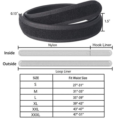 Vianyer 1.5" Inner Belt Loop Liner Belt for Tactical/Duty Outer Belt No Scratch No Metal Buckleless Mechanics Belt M