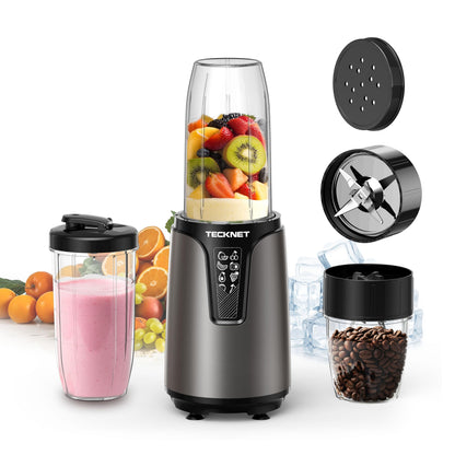 TECKNET 1000W Bullet Blender for Smoothies, Small Personal Nutri Blender for Protein Shakes and Smoothies, Coffee Mixer with 2 BPA-Free Cup, Portable Countertop Grinder Combo Kitchen Appliances