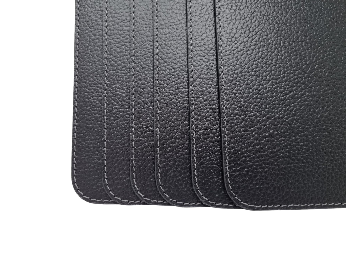 Nikalaz Set of 6 Placemats Made of Recycled Leather (18"x13", Black)