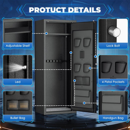 INTERGREAT 20 Rifle Gun Safe, Keypad Gun Safe for 10-16 Rifles and 4 Pistol Storage Pockets, 21" W Gun Safes & Cabinets with 3 Removable Gun Racks for Home, Black