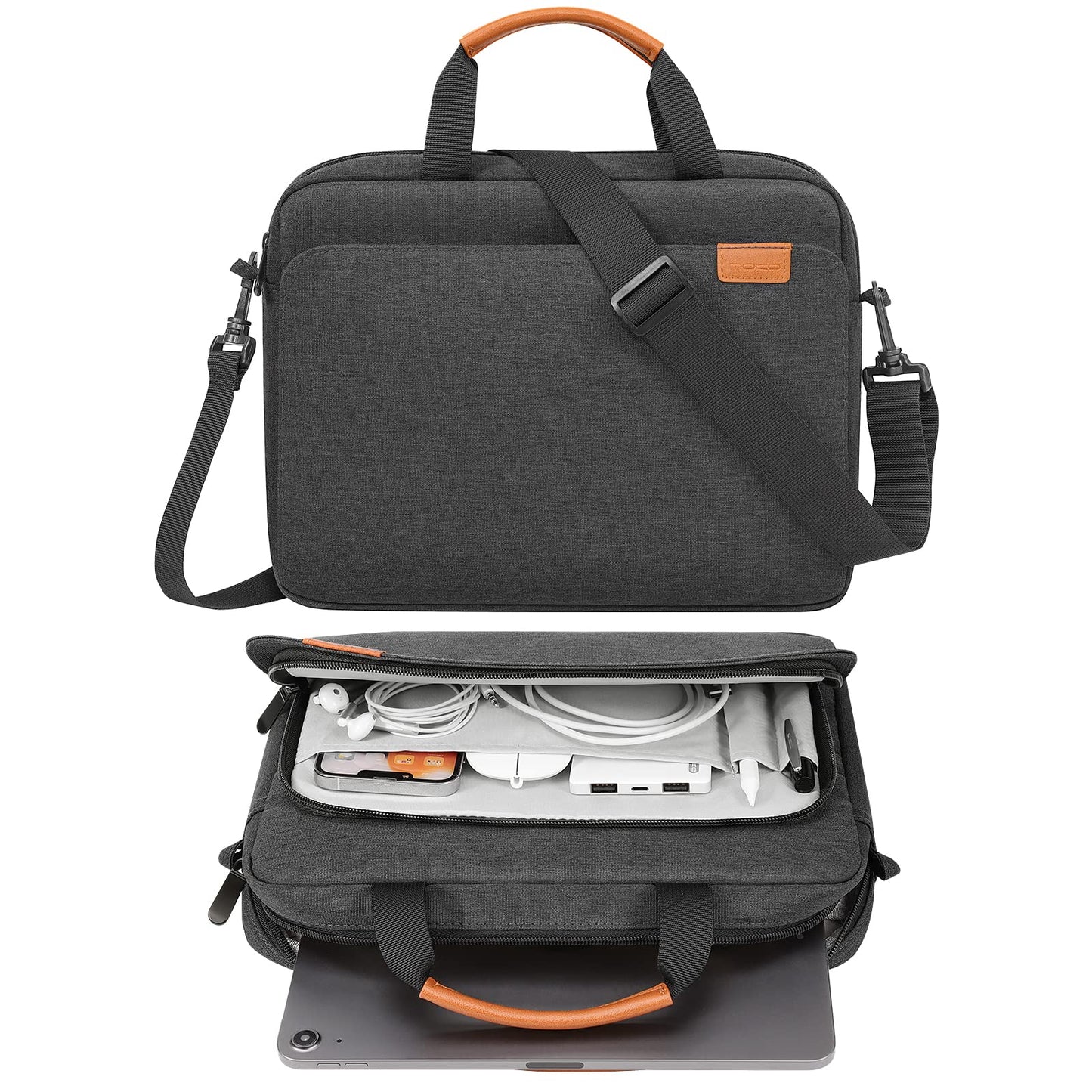MoKo 13-14 Inch Laptop Sleeve Bag, Protective Handle Shoulder Bag Fits New 13-inch Mac Air M5/Mac Neo A18 Pro, 14-inch MacPro M5/M4/M3/M2/M1, 13-inch Mac Air M4/M3/M2/M1, Black & Gray