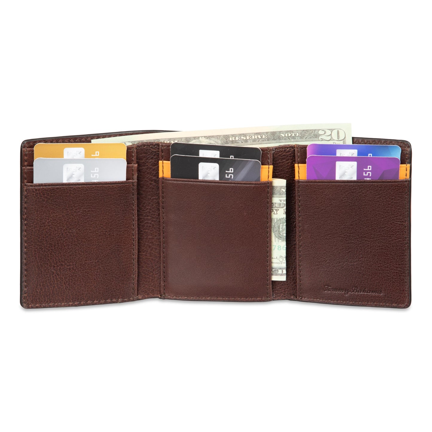 Tommy Bahama Mens Leather Trifold Wallet Brown