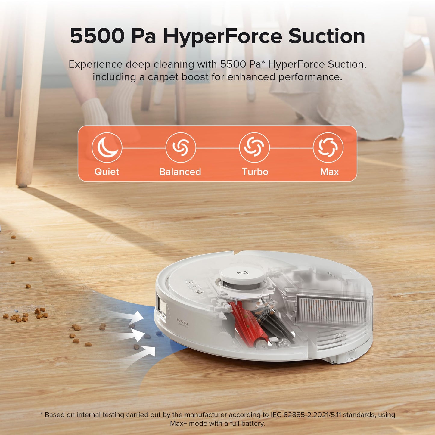 roborock Q8 Max+ Robot Vacuum and Mop, Self-Emptying, Hands-Free Cleaning for up to 7 Weeks, Reactive Tech Obstacle Avoidance, 5500 Pa Suction, DuoRoller Brush, APP-Controlled Mopping, White