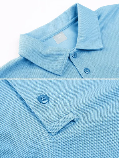 MAGCOMSEN Mens Polo Shirts Short Sleeve Golf Shirts Work Shirts Quick Dry Shirts Summer Tactical Shirts Sky Blue L