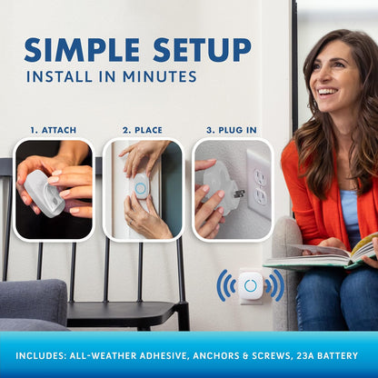SadoTech Wireless Doorbell for Home - Battery Operated, 1000 Feet, Wireless Door Bell w/LED Flash, 1 push button + 1 receiver, Baby Blue