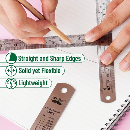 Mr. Pen- Metal Straight Edge Ruler, 4 pcs, 6", 8", 12", 14"