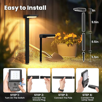 Solar Lights Outdoor, 6Pack Smart Pathway Lights with Color Changing &Sync, 9Modes (Warm/Cool White,RGB) for Driveway,Walkway,Garden,Yard,Fence,Patio,Lawn,Step Waterproof