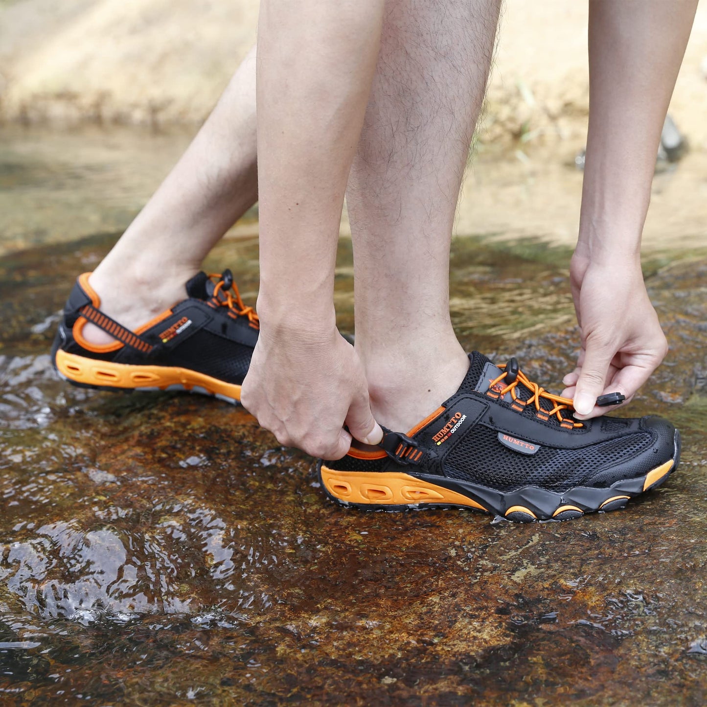 HUMTTO Men's Amphibious Water Shoes - Outdoor Hiking Sandals for Men Summer Non-Slip Quick Drying Water Sandals River Shoes 10.5 Black