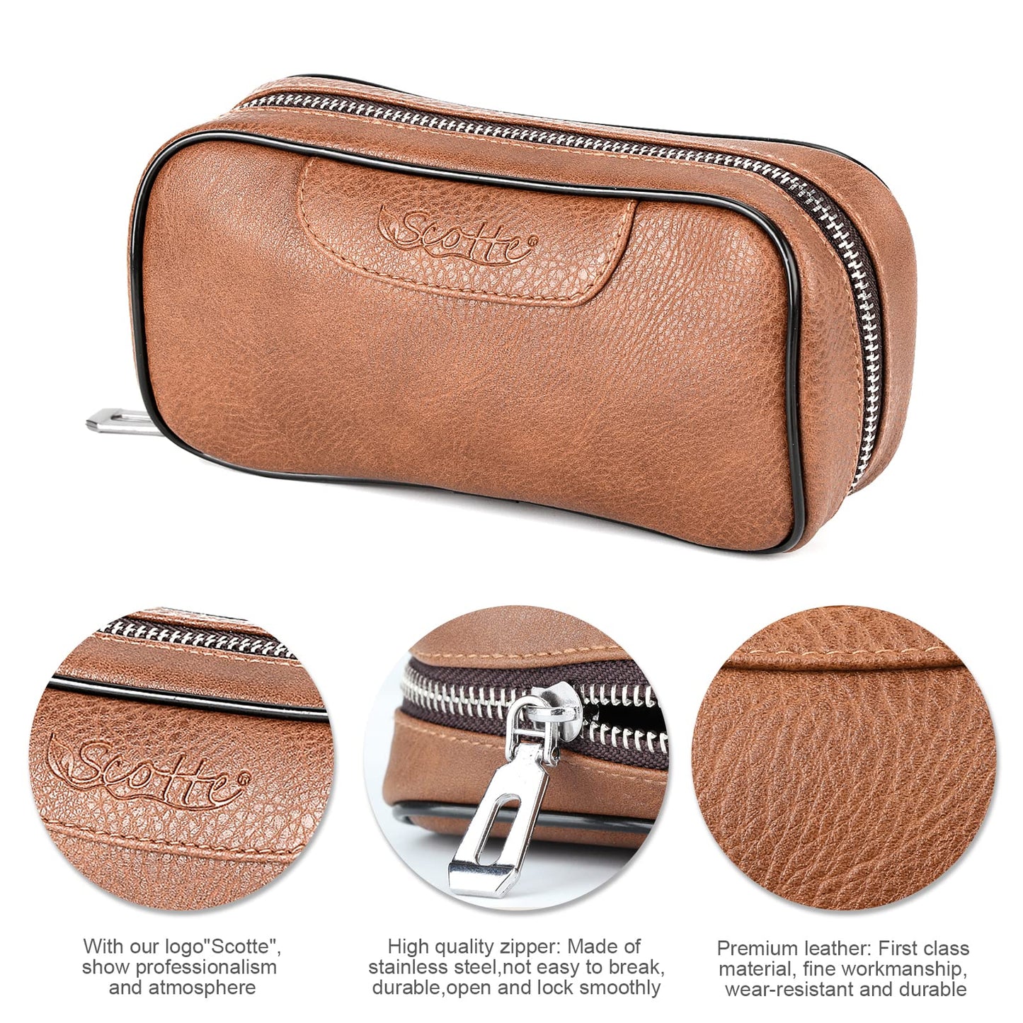 Scotte PU Leather Tobacco Smoking Wood Pipe Pouch case/Bag for 2 Tobacco Pipe and Other Accessories(Does not Include Pipes and Accessories)