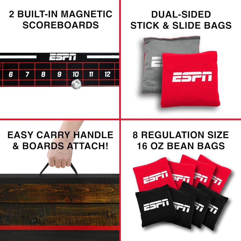 Solid Wood Cornhole Board Set - Includes Bean Bags & Travel Case | Perfect for Outdoor Games