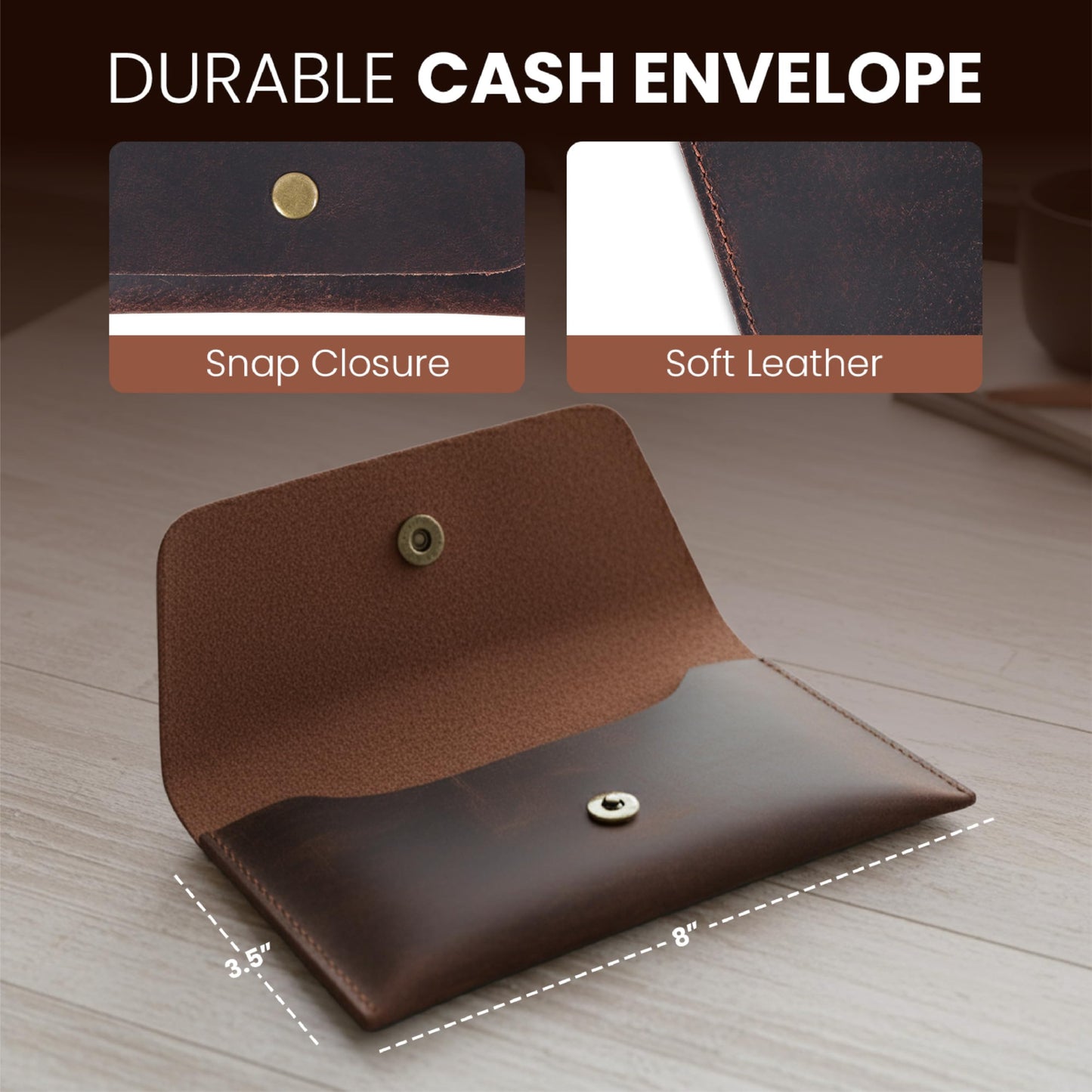 The Antiq Currency Pouch, Genuine Leather Currency Organiser, Travel Wallet for Him and Her, Handmade, Utility Pouch, Leather Money Pouch, Leather Currency Envelope (Brown), currency_pouch_002_Brown