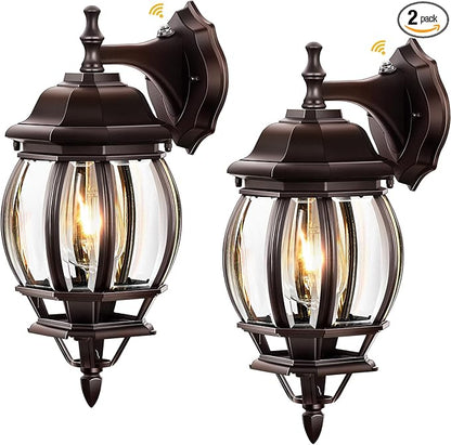 VIANIS Oil Rubbed Bronze Outdoor Wall Lights, Farmhouse Dusk to Dawn Sensor Exterior Lighting Fixtures Wall Mount for House, Outdoor Wall Sconce Lantern for Porch, Anti-Rust Coach Lights for Garage