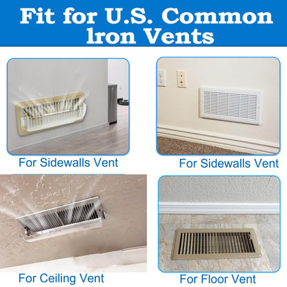 Binazon Heating & Air Vent Deflector for Vents, Sidewall, Ceiling, Floor Registers - Adjust Between 9"-14", Magnetic Vent Covers for Air Conditioning, Heat, AC, Floor, Under Furniture (2 Pack Clear)