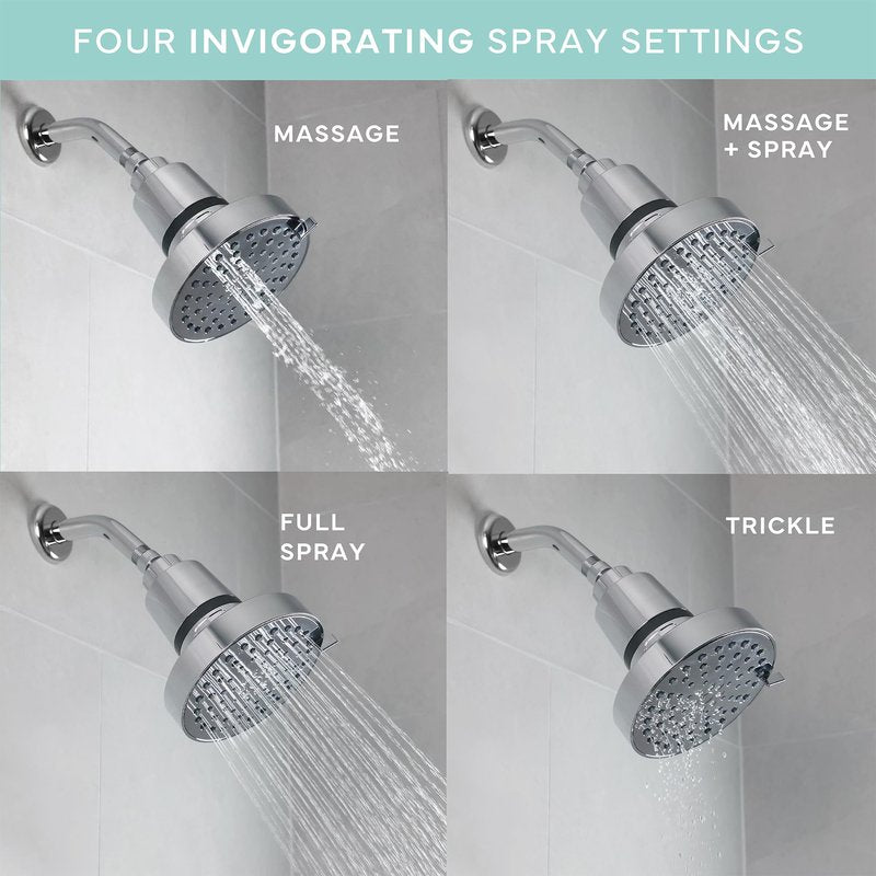 SEVENTY 4-Setting Filtered Shower Head with Shower Filter in Chrome – Helps Reduce Chlorine and Impurities for Healthier Hair, Skin and Scalp, Easy to Install (Model 12155)