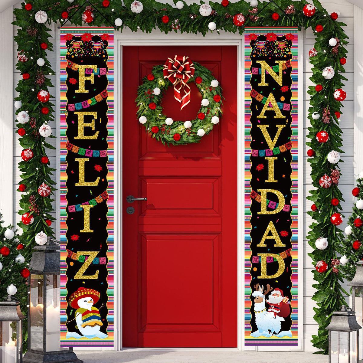 Feliz Navidad Decorations Mexican Christmas Porch Banner Feliz Navidad Welcome Sign Mexican Christmas Decorations and Supplies for Home Party