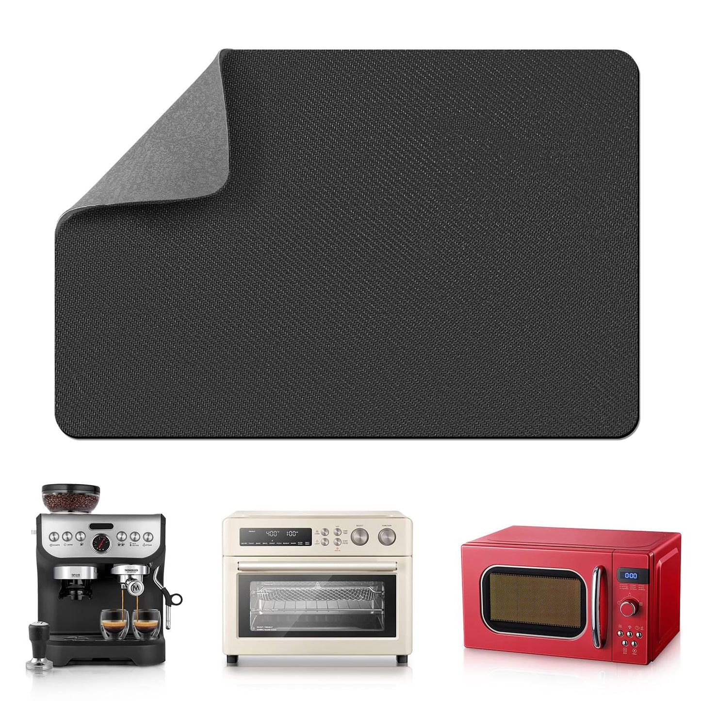 LOPNUR 14"x10" Small Appliance Slider, Appliance Sliders for Kitchen Appliances, 360° Rotating Sliding Tray for Coffee Maker, Heat Resistant Mat Cut to Fit Stand Mixer Air Fryer Microwave, Gray