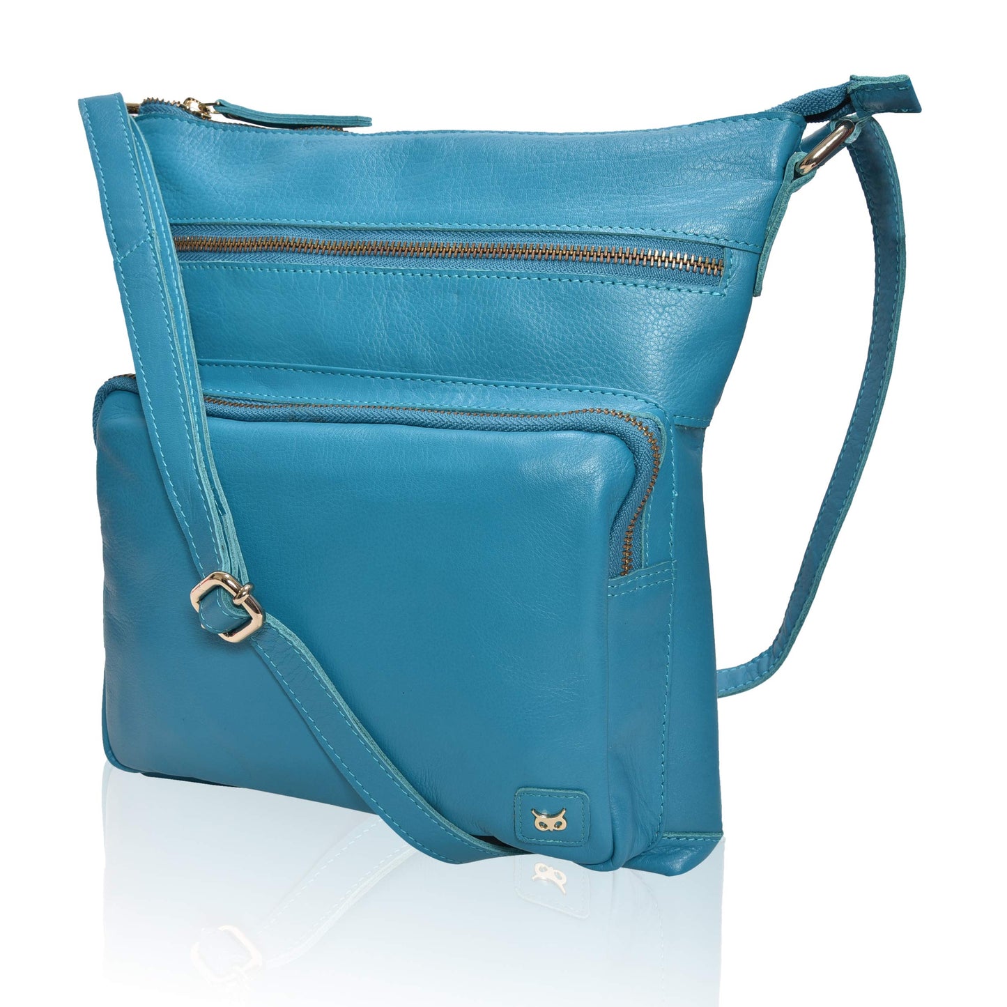 Real Leather Crossbody Bags Purses for Women Shoulder Handbags Crossover Handmade Stylish Trendy Pocketbook (Turquoise Green Nappa)