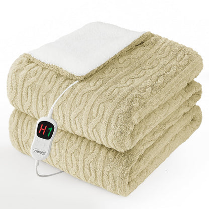 Homemate Electric Heated Blanket Twin - 62"x84" Heating Bed Blankets Throw with 10 Heating Levels 8 Hours Auto Off Fast Heating Over-Heated Protection Ultra Soft Warm Flannel ETL Certified Grey