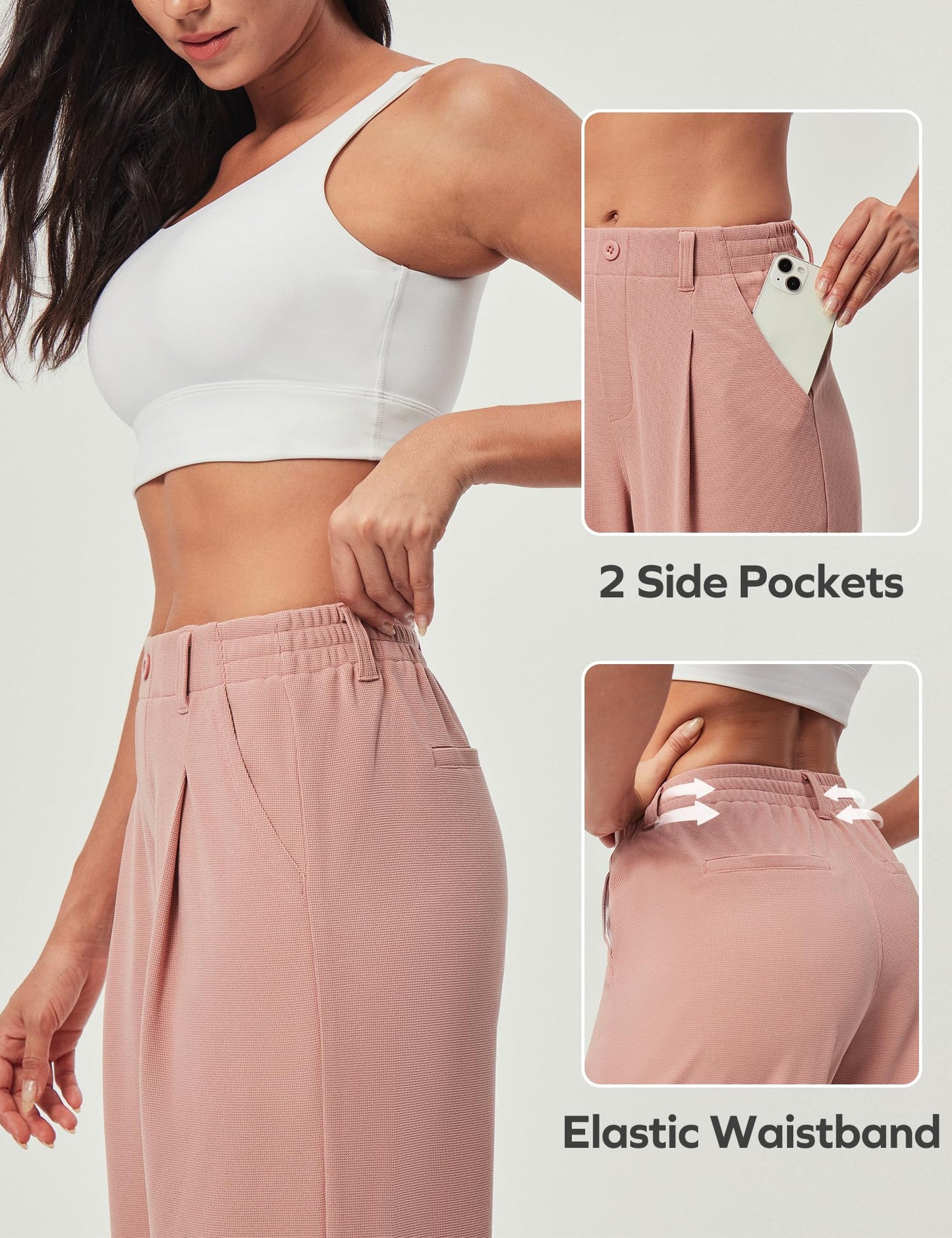Ewedoos Wide Leg Pants Woman Stretchy Work Dress Pants Women Pull on Business Casual Slacks Trousers Fall Outfits 26"/28"