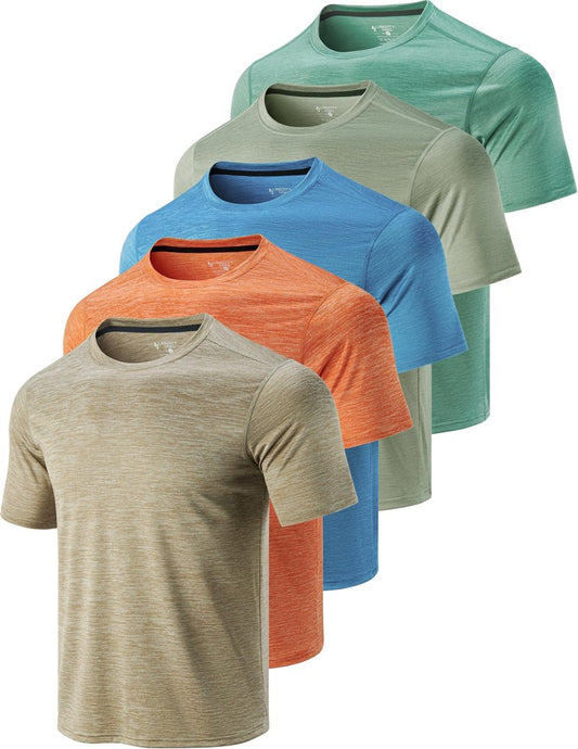 5 Pack Men’s Active Quick Dry Crew Neck T Shirts | Athletic Running Gym Workout Short Sleeve Tee Tops Bulk (Set 10, X-Large)