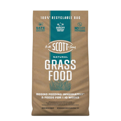 O.M. Scott and Sons Natural Grass Food - Grass Fertilizer for Lawns, Feeds up to 10 Weeks, Covers 2,000 sq. ft., 12.72 lb.