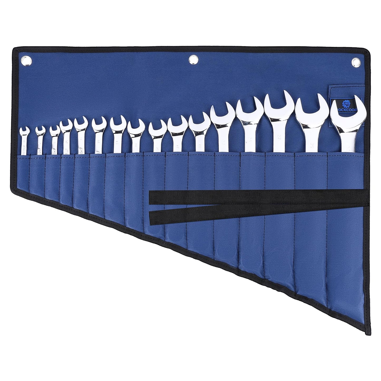 【NO TOOLS】ROCKCOON 16 Pockets Wrench Roll Organizer for 6-32mm Wrenches, Heavy Duty Waterproof Tool Pouch for Wrenches/Screwdrivers/Pliers (Empty Bag Only)