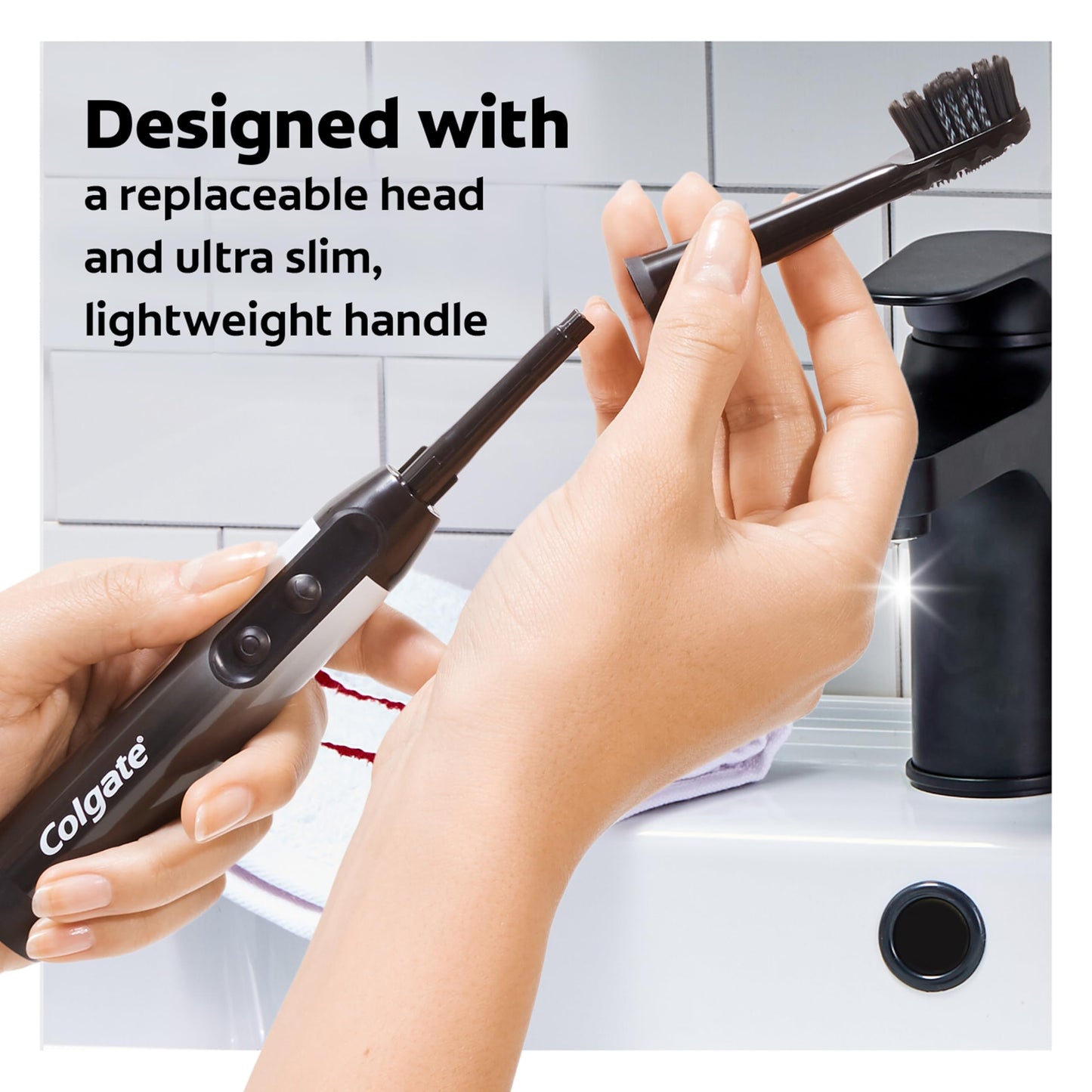 Colgate 360 Vibrate Charcoal Battery Operated Toothbrush Pack, Soft with 1 AAA Battery Included, Black, 2 Count